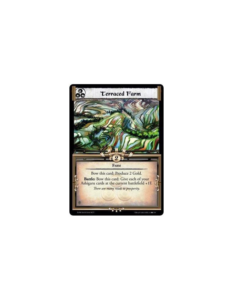 Terraced Farm  - FarmBow this card: Produce 2 Gold. Battle: Bow this card: Give each of your Ashigaru cards at the current battl