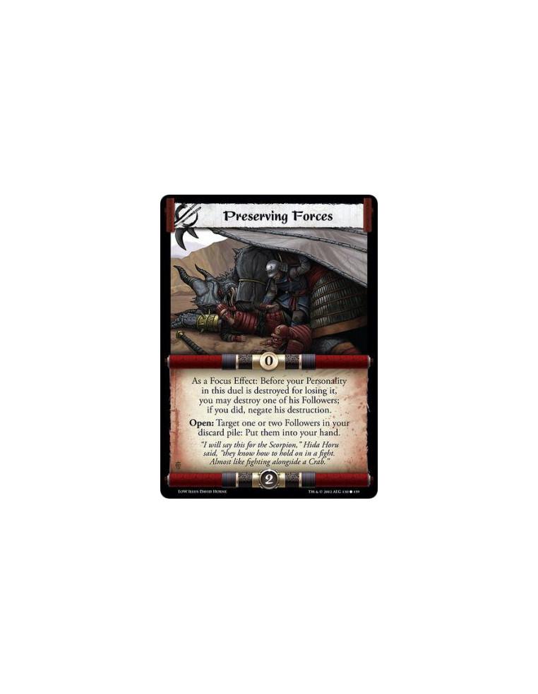 Preserving Forces  - As a Focus Effect: Before your Personality in this duel is destroyed for losing it, you may destroy one of 