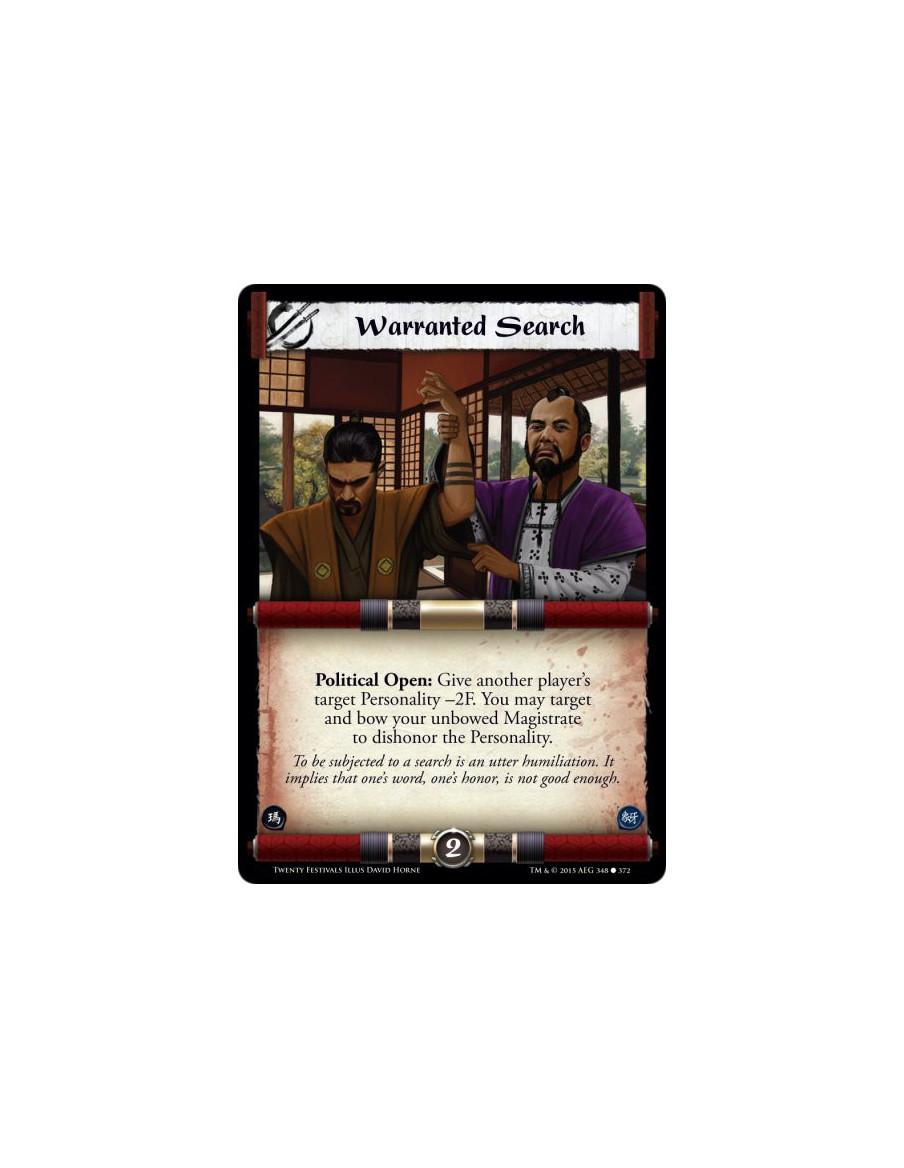 Warranted Search FOIL  -   Political Open: Give another player's target Personality -2F. You may target and bow your unbowed Mag