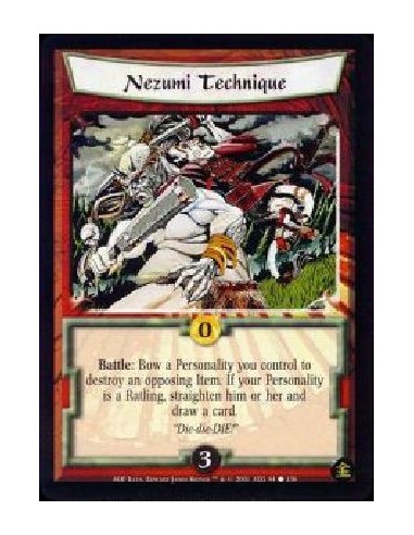 Nezumi Technique  - Battle: Bow one of your Personalities in the current battle to destroy an opposing Item. If your Personality