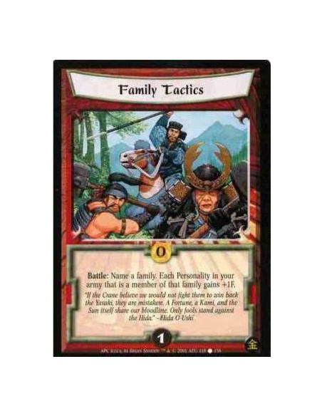 Family Tactics  - Battle: Name a family. Each personality in your army that is a member of that family gains +1F.