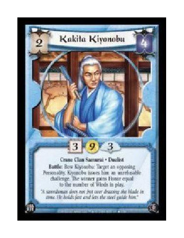 Kakita Kiyonobu FOIL  - Crane Clan Samurai · Duelist. Battle: Bow Kiyonobu: Target an opposing Personality. Kiyonobu issues him 