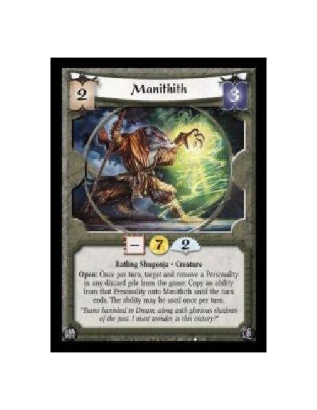 Manithith FOIL (Español)  - Ratling Shugenja · Creature. Open: Once per turn, target and remove a Personality in any discard pil