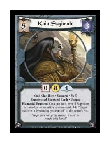 Kaiu Sugimoto Exp FOIL (Español)  - Crab Clan Hero · Samurai · Yu 5 · Experienced Keeper of Earth · Unique. Elemental Reaction: 