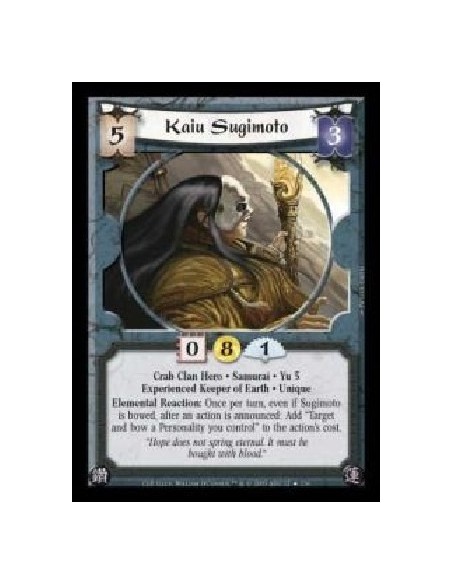 Kaiu Sugimoto Exp FOIL (Español)  - Crab Clan Hero · Samurai · Yu 5 · Experienced Keeper of Earth · Unique. Elemental Reaction: 