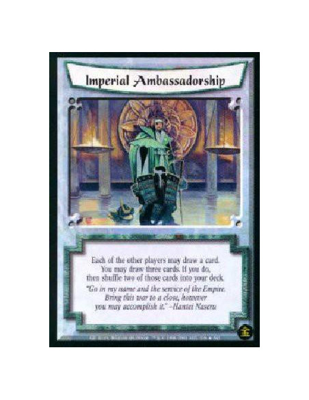 Imperial Ambassadorship  - Each of the other players may draw a card. You may draw three cards. If you do, then shuffle two of t