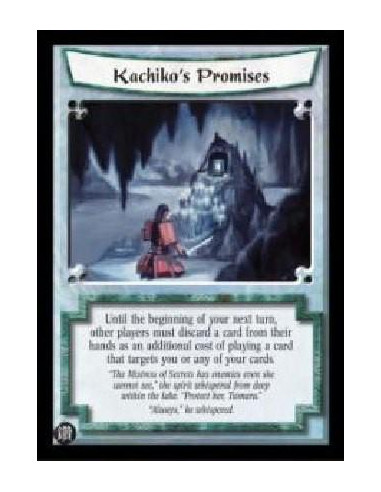 Kachiko's Promises FOIL (Español)  - Until the beginning of your next turn, other players must discard a card from their hands a