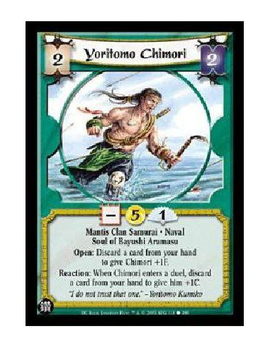 Yoritomo Chimori  - Dragon Clan Shugenja * Tamori Family Daimyo Experienced * Unique Elemental Reaction: Bow Shaitung to cancel 