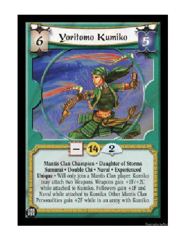 Yoritomo Kumiko Exp (Español)  - Mantis Clan Champion * Daughter of Storms Samurai * Double Chi * Naval * Experienced Unique * W