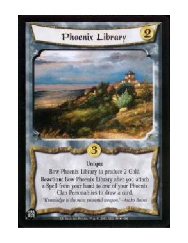 Phoenix Library  - Unique Bow Phoenix Library to produce 2 Gold. Reaction: Bow Phoenix Library after you attach a Spell from you