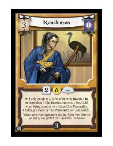 Kenshinzen FOIL  - Will only attach to a Personality with Double Chi or more than 4 Chi. Kenshinzen costs 1 less Gold when being