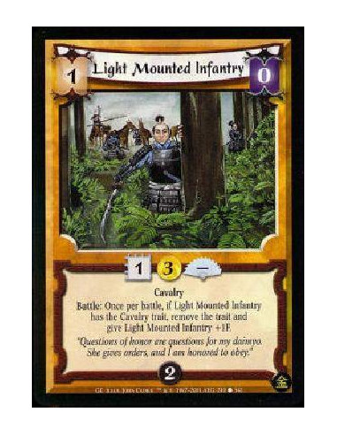 Light Mounted Infantry  - Cavalry Battle: Once per battle, remove the Cavalry trait from Light Mounted Infantry until the end of