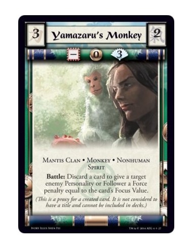 Yamazaru's Monkey  - Mantis Clan · Monkey · Nonhuman · SpiritBattle: Discard a card to give a target enemy Personality or Follow