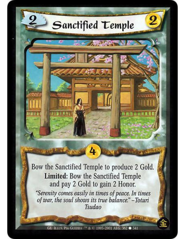 Sanctified Temple  - Bow Sanctified Temple to produce 2 Gold. Limited: Bow Sanctified Temple and pay 2 Gold to gain 2 Honor.