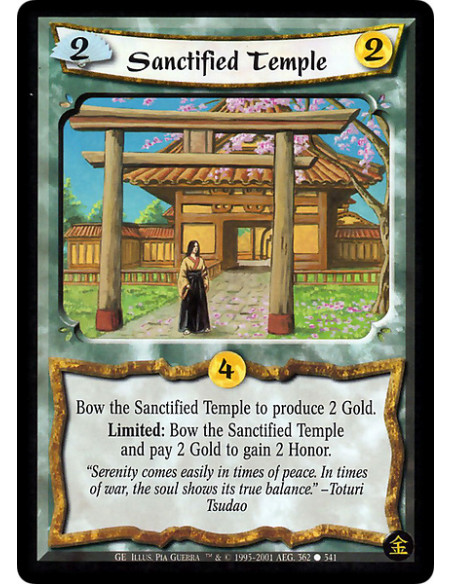 Sanctified Temple  - Bow Sanctified Temple to produce 2 Gold. Limited: Bow Sanctified Temple and pay 2 Gold to gain 2 Honor.