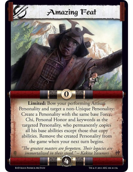 Amazing Feat (Spanish)  - Limited: Bow your performing Artisan Personality and target a non-Unique Personality: Create a Persona