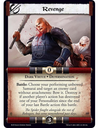 Revenge (Español)  - Dark Virtue • DeterminationBattle: Choose your performing unbowed Samurai and target an enemy card without 