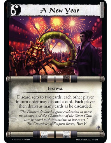 A New Year (Español)  - Festival Discard zero to two cards; each other player in turn order may discard a card. Each player then