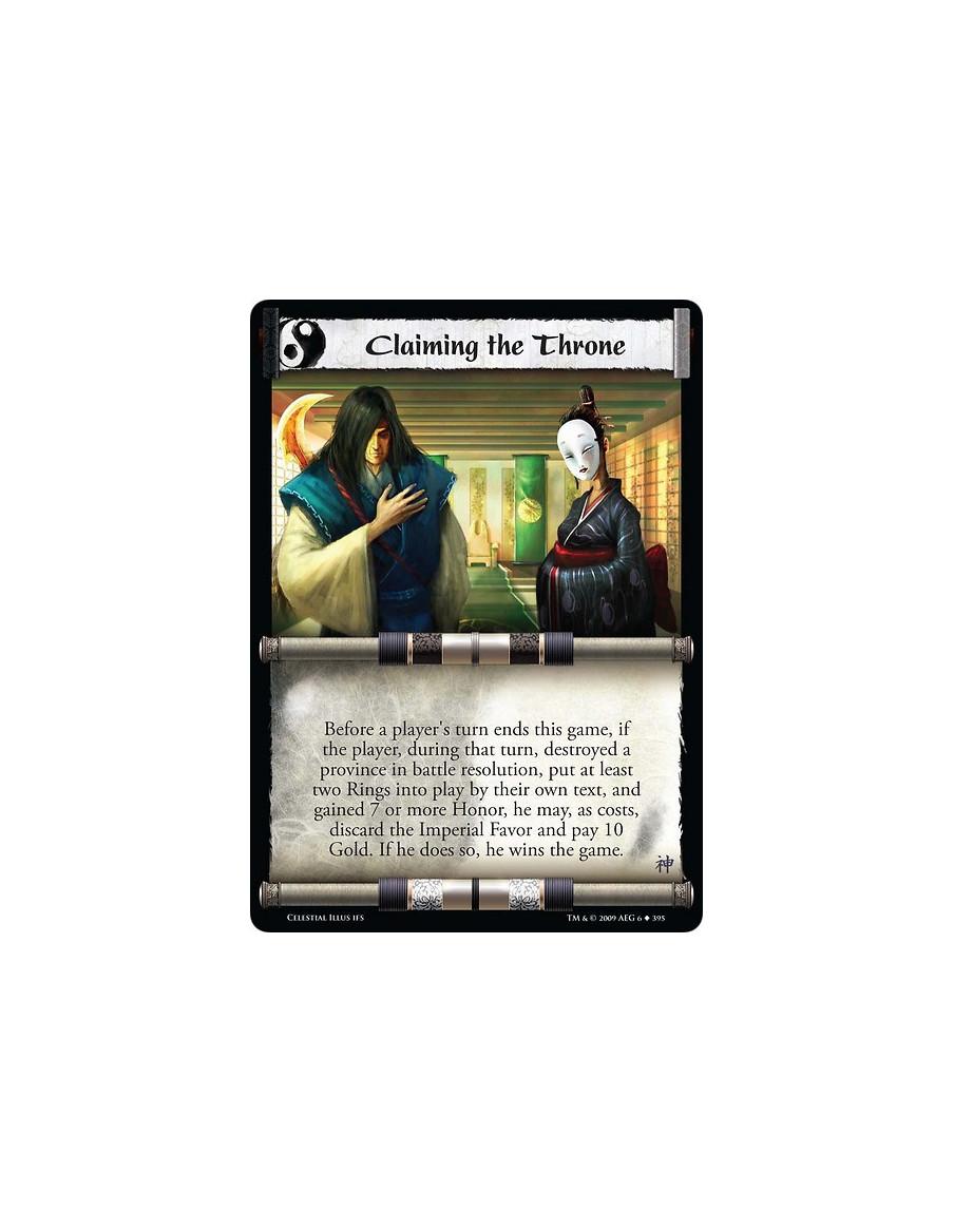 Claiming the Throne  - Before a player's turn ends this game, if the player, during that turn, destroyed a province in battle re