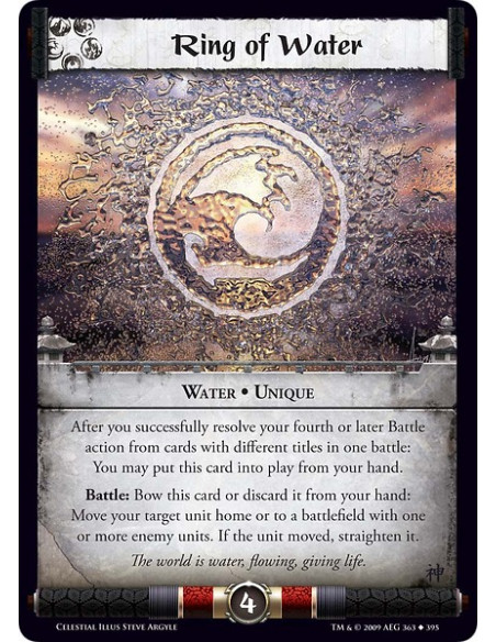 Ring of Water (Español)  - Water • Unique After you successfully resolve your fourth or later Battle action from cards with diff