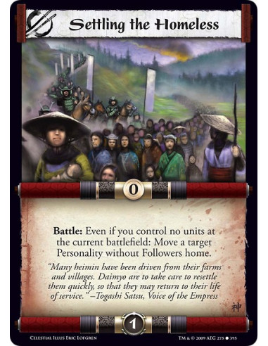 Settling the Homeless (Spanish)  - Battle: Even if you control no units at the current battlefield: Move a target Personality wi