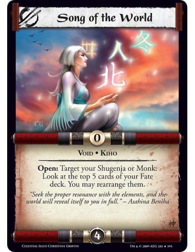 Song of the World (Español)  - Void • Kiho Open: Target your Shugenja or Monk: Look at the top 5 cards of your Fate deck. You ma