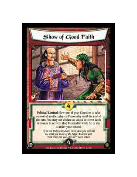 Show of Good Faith  - Political Limited: Bow one of your Courtiers to take control of another player's Personality until the end