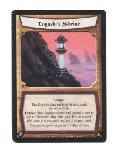 Togashi's Shrine FOIL  - UniqueThis Province does not hold Dynasty cards (do not refill it).Limited: Bow Togashi's Shrine and di