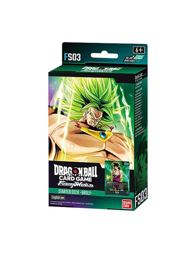 Fusion World: Broly Starter Deck FS03  - Ready-to-play 51 card deck X 1Energy marker X 1Playsheet X 1Alternative-Design Card Pac