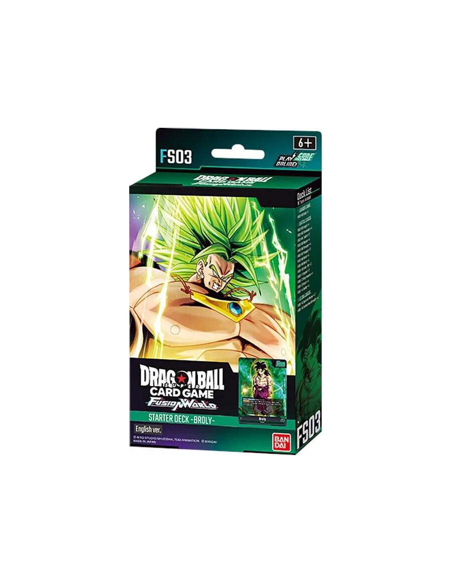 Fusion World: Broly Starter Deck FS03  - Ready-to-play 51 card deck X 1Energy marker X 1Playsheet X 1Alternative-Design Card Pac