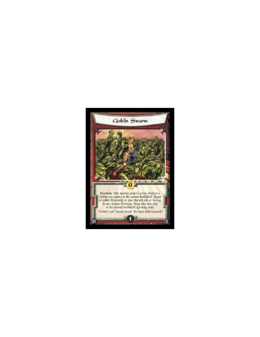 Goblin Swarm (Español)  - Reaction: After another player's action destroys a Goblin you control at the current battlefield: Targ