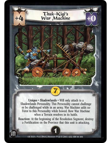 Thuk-Kigi's War Machine  - Unique * Shadowlands * Will only attach to a Shadowlands Personality. This Personality cannot challen