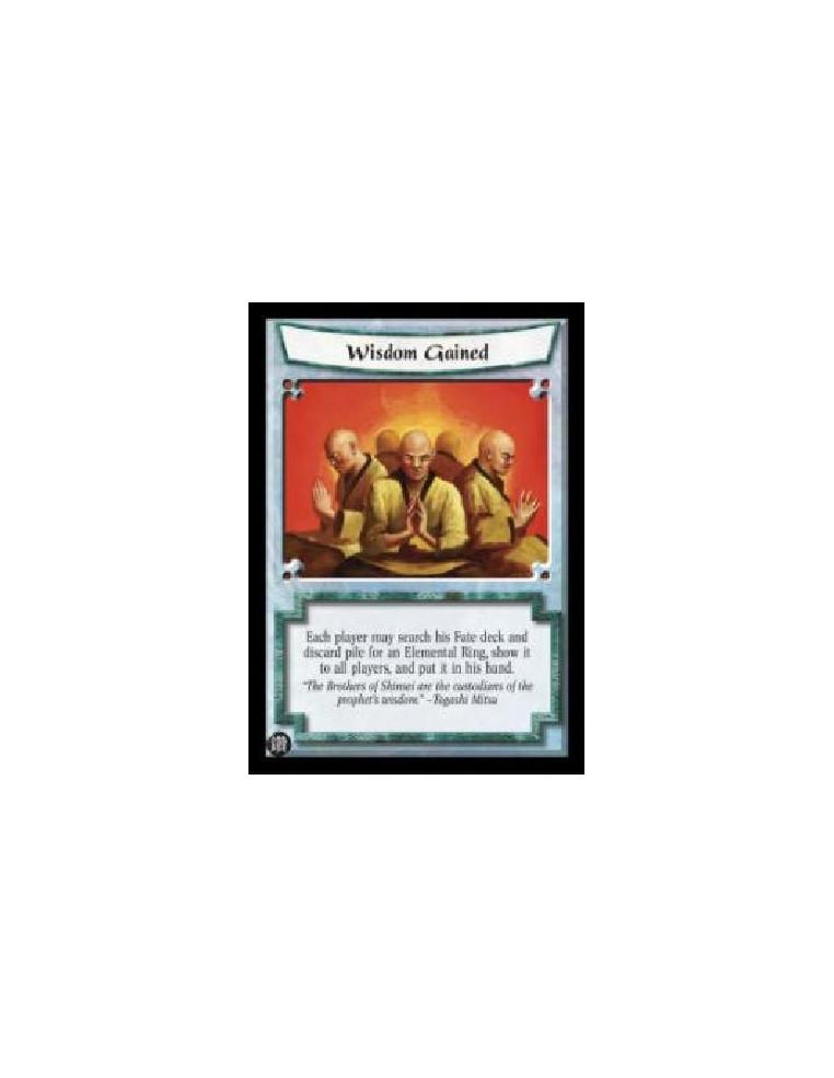 Wisdom Gained (Español)  - Each player may search his Fate deck and discard pile for an Elemental Ring, show it to all players, 