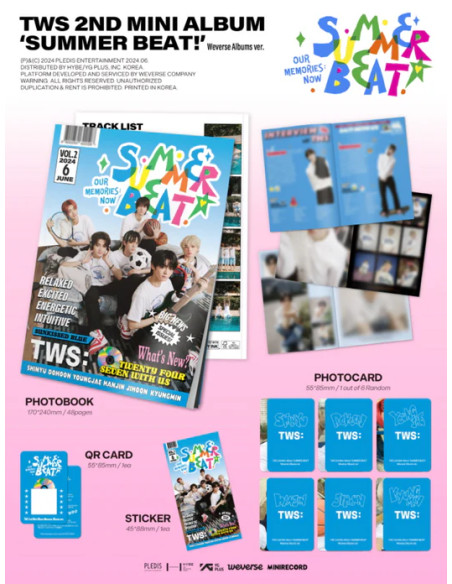 TWS - Summer Beat! (2nd Mini Album) WEVERSE ALBUMS VER.  - Contenido: Libro fotográfico: 17 x 24 cm / 48 páginas 1 Photocard QR 