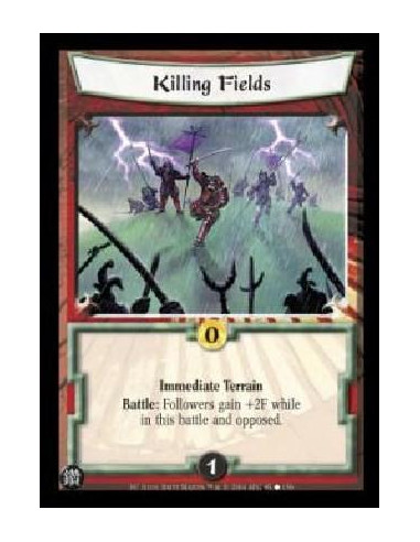 Killing Fields  - Immediate Terrain Battle: Followers gain +2F while in this battle and opposed.  