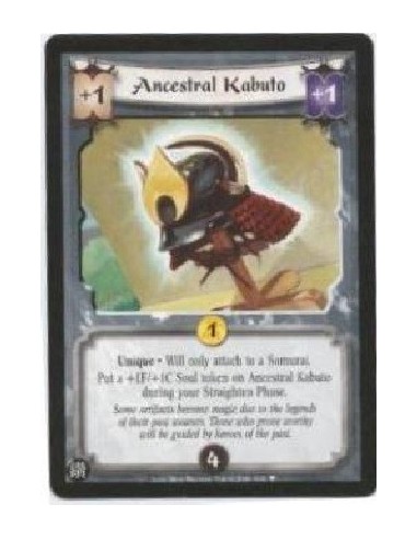 Ancestral Kabuto  - Unique . Will only attach to a Samurai. Put a +1F/+1C Soul token on Ancestral Kabuto during your Straighten 