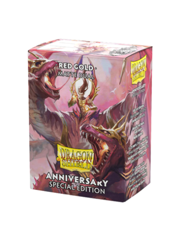 Dragon Shield Standard Size Sleeves (63x88mm) - Anniversary Special Edition RED GOLD Dual Mate (100)