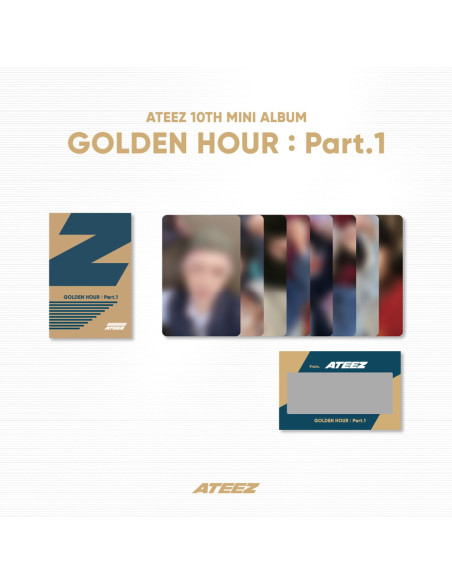 ATEEZ  - Photo & Scratch Card Set B  - ATEEZ Golden Hour Part. 1 Set B (Cajita marrón con letra Z azul) Contenido:  8 x Photocar