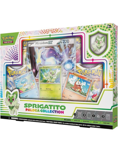 Sprigatito Paldea Pin Collection (inglés) Pokémon TCG  - La carta grande que incluye la caja es aleatoria, puede ser Koraidon o 