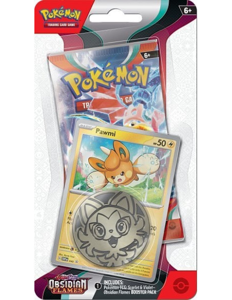 Llamas Obsidiana Blister Pawmi Pokémon TCG (inglés)  - 11El paquete Blister de Pawmi incluye 1 paquete de refuerzo de SV Llamas 