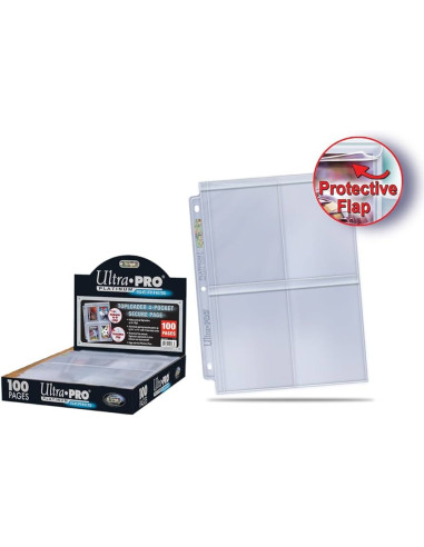 Caja de Hojas de Archivador Toploader 4 Bolsillos Ultra Pro Platinum (100)  - Caja de Hojas de Archivador Toploader 4 Bolsillos 