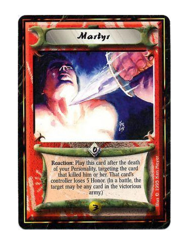 Martyr  - Reaction: After one of your Personalities is destroyed by battle resolution or by a card's effect and if the target is