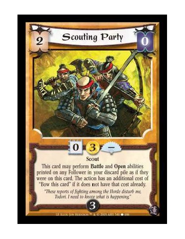 Scouting Party  - Scout. This card may perform Battle and Open abilities printed on any Follower in your discard pile as if they