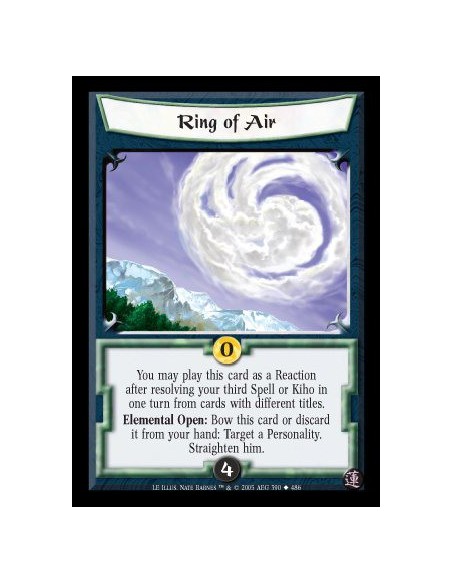 Ring of Air  - You may play this card as a Reaction after resolving your third Spell or Kiho in one turn from cards with differe