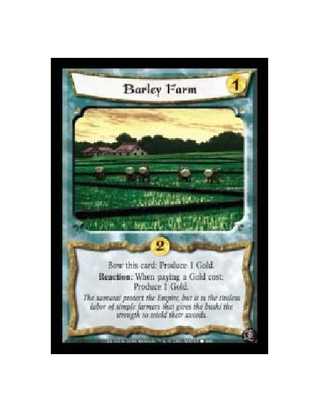 Barley Farm FOIL (Idioma Español)  - Bow this card: Produce 1 Gold. Reaction: When paying a Gold cost: Produce 1 Gold.