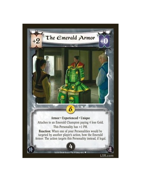 The Emerald Armor Exp  - Armor · Experienced · Unique  Attaches to the Emerald Champion paying 4 less Gold.  This Personality ha