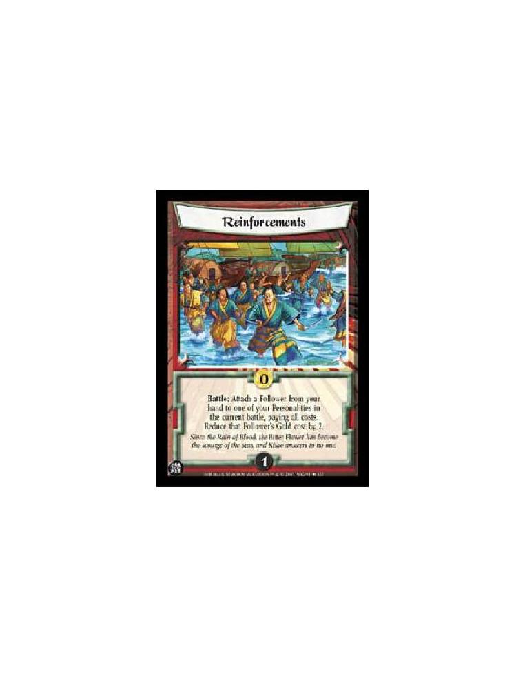 Reinforcements FOIL  - Battle: Attach a Follower from your hand to one of your Personalities in the current battle, paying all c