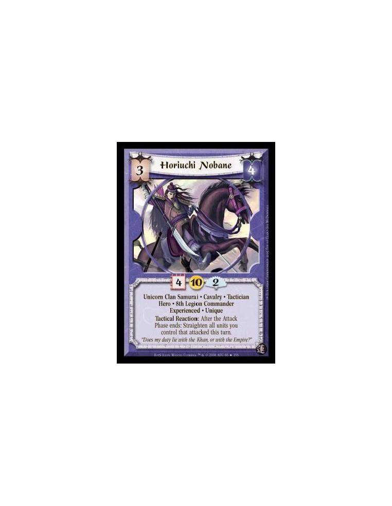 Horiuchi Nobane Exp FOIL  - Unicorn Clan Samurai · Cavalry · Tactician · Hero · 8th Legion Commander · Experienced · Unique. Tac