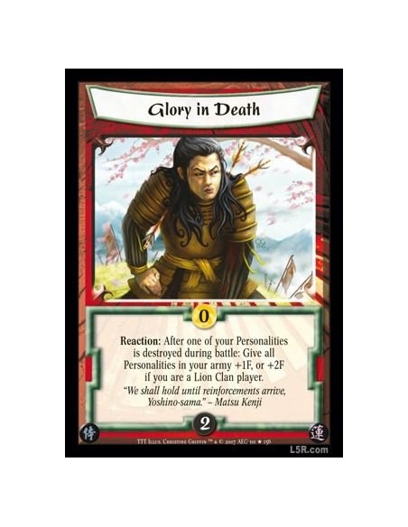 Glory in Death  - Reaction: After one of your Personalities is destroyed during battle: Give all Personalities in your army +1F,