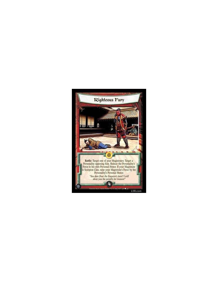 Righteous Fury FOIL  - Battle : Target one of your Magistrates: Target a Personality opposing him. Reduce the Personality's Forc